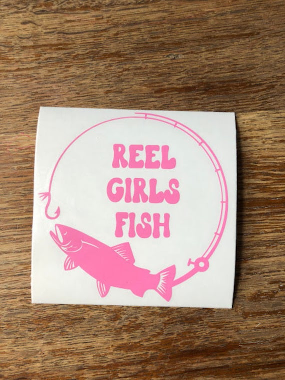 Reel Girls Fish Circle Vinyl Decal Sticker, Outdoor Girl, Fishing