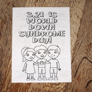 Digital Download 3.21  World Down syndrome day mini coloring book , download only, no physical copy, Down syndrome awareness, classroom idea