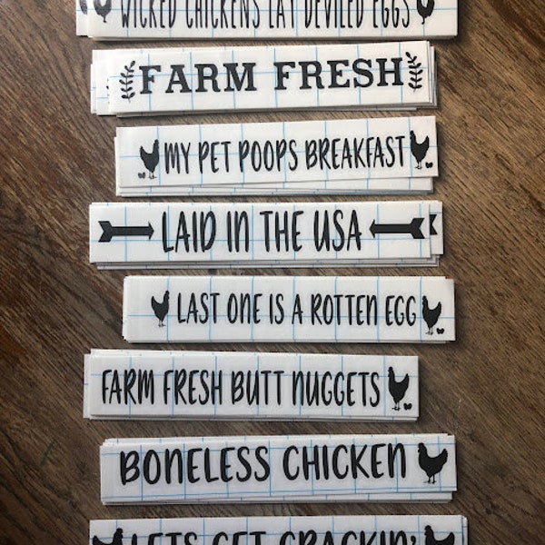 egg carton decal stickers, reusable egg holder labels, farm fresh butt nuggets, farm house funny egg carton, custom decals for egg holder