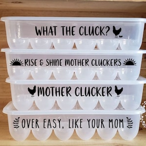 funny egg carton decal stickers, reusable egg holder labels, farm house funny egg carton, custom decals for egg holder, cluckers