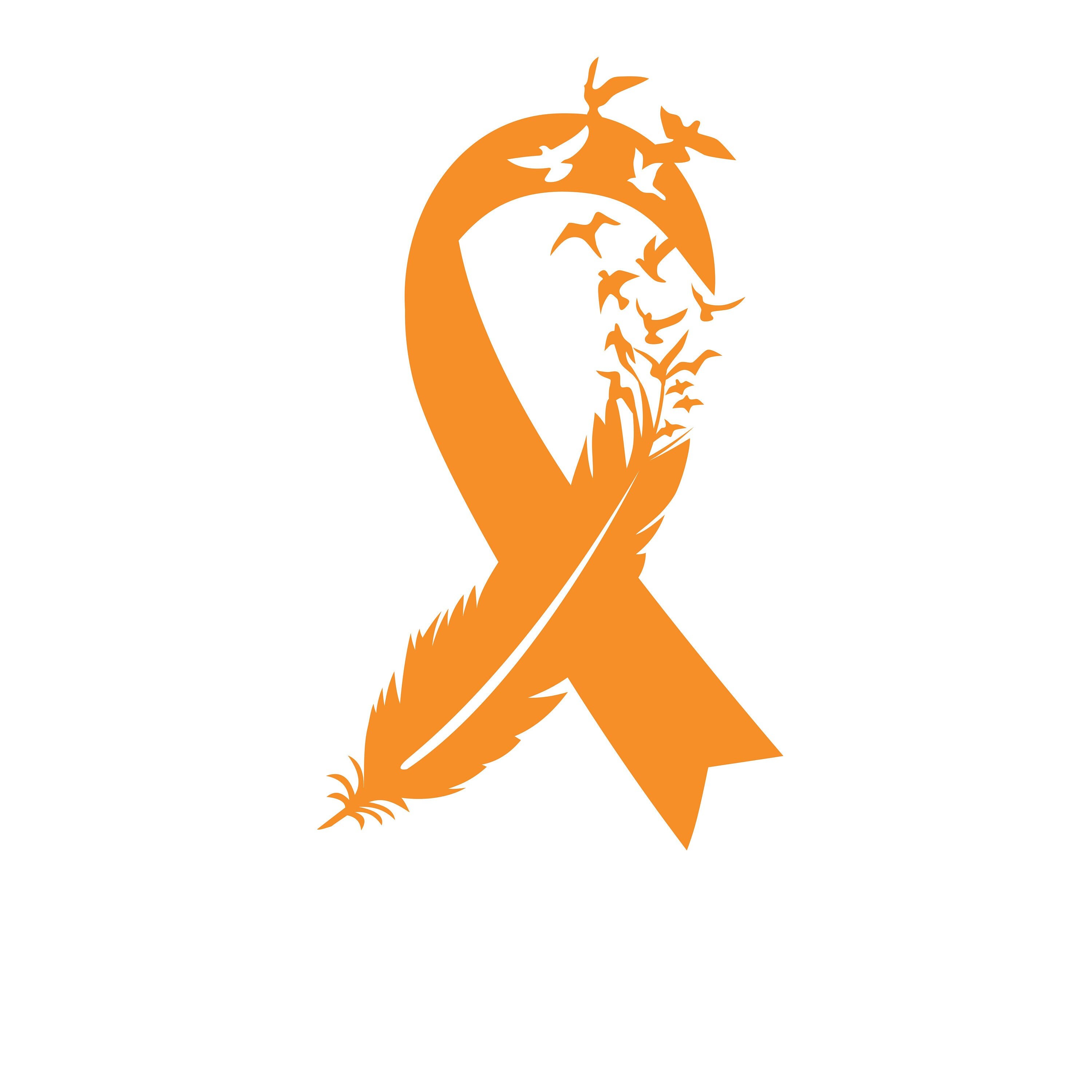 Awareness ribbon with feather and birds decal sticker