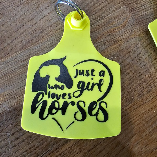 Fermier vache laitière étiquette porte-clés étiquette bétail agriculteur cadeau « juste une fille qui aime les chevaux » texte porte-clés humour drôle cheval équestre