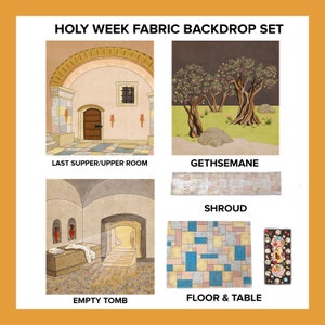Easter-Holy Week Bible Story Fabric Backdrop Set for Tabletop Theater