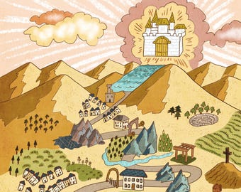 Fondos de El Progreso del Peregrino, varios, limitados, para marco de madera (no incluidos)