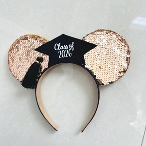 Class of 2026 Ears ,Graduation Mickey Ears, Disney Grad Ears 2026,Handmade Disney Ears ,Disney Draduayion Gift,Sequin Disney Graduation Ears