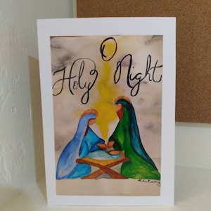 Cartões de Natal, aquarela impressa em cartolina, arte original, O Holy Night
