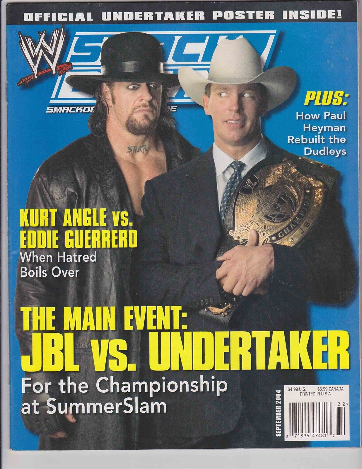 WWE Smackdown Wrestling Magazine September 2004 Undertaker JBL Etsy
