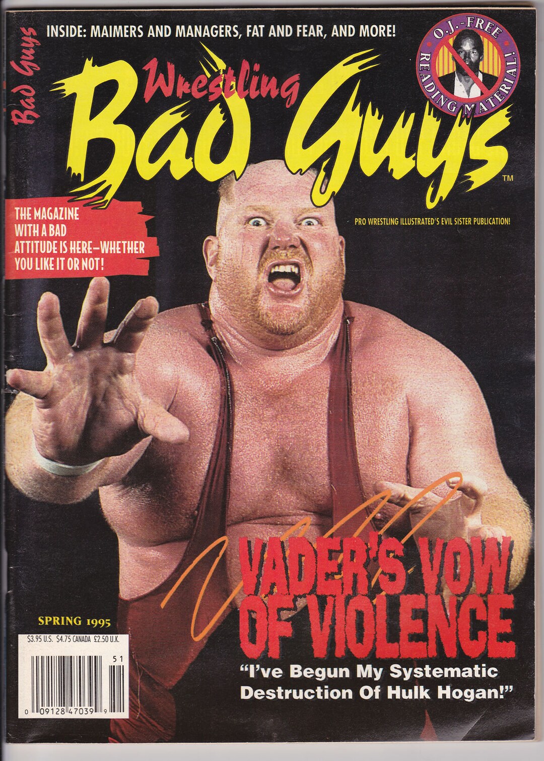 Wrestling Bad Guys Magazine Spring 1995 Big Van Vader Hulk Hogan WCW WWF 90s Etsy