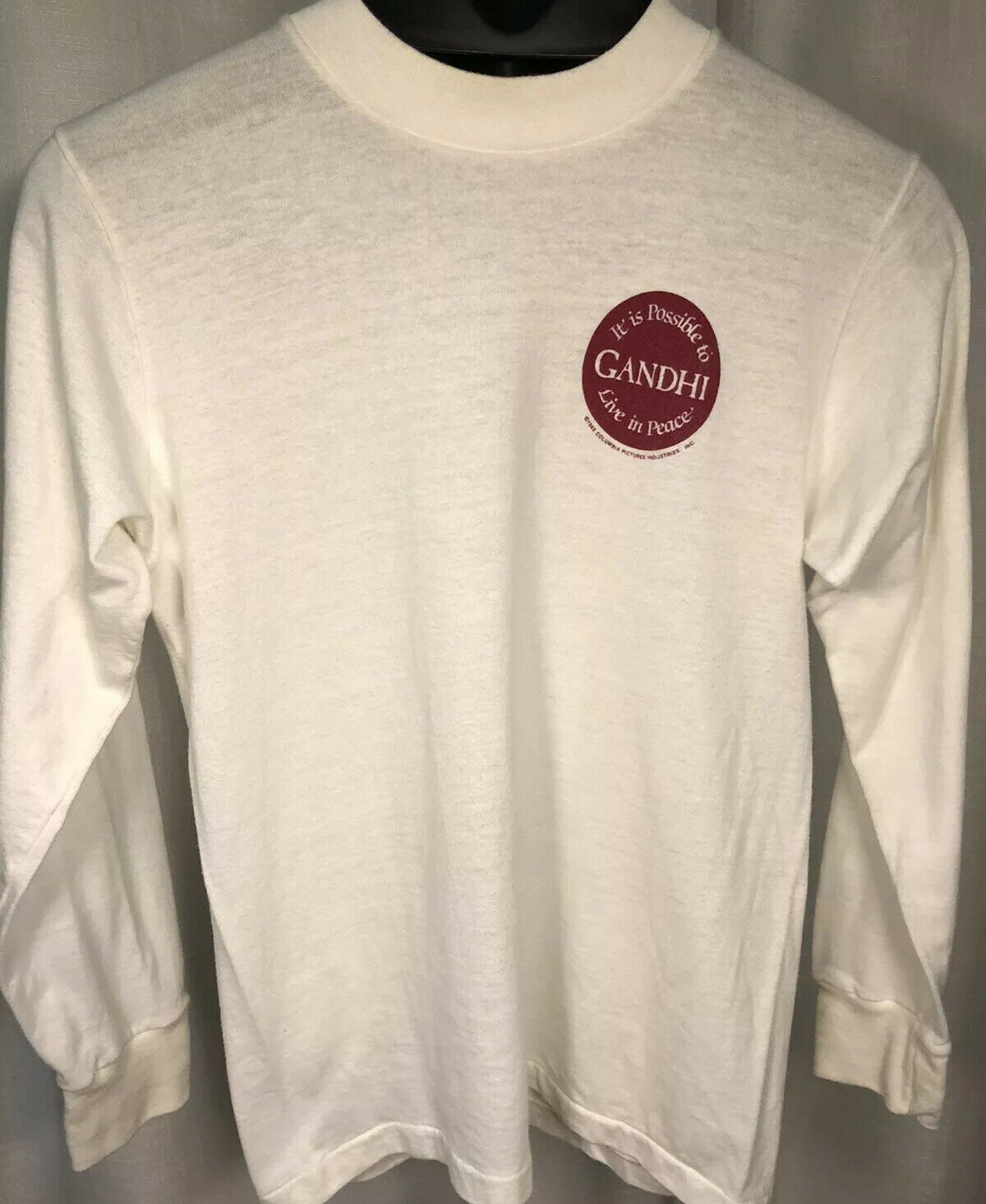 Vintage Gandhi Film Promo Shirt met lange mouwen 1982 Ben Kingsley Mahatma Film Kleding Herenkleding Overhemden & T-shirts T-shirts T-shirts met print 