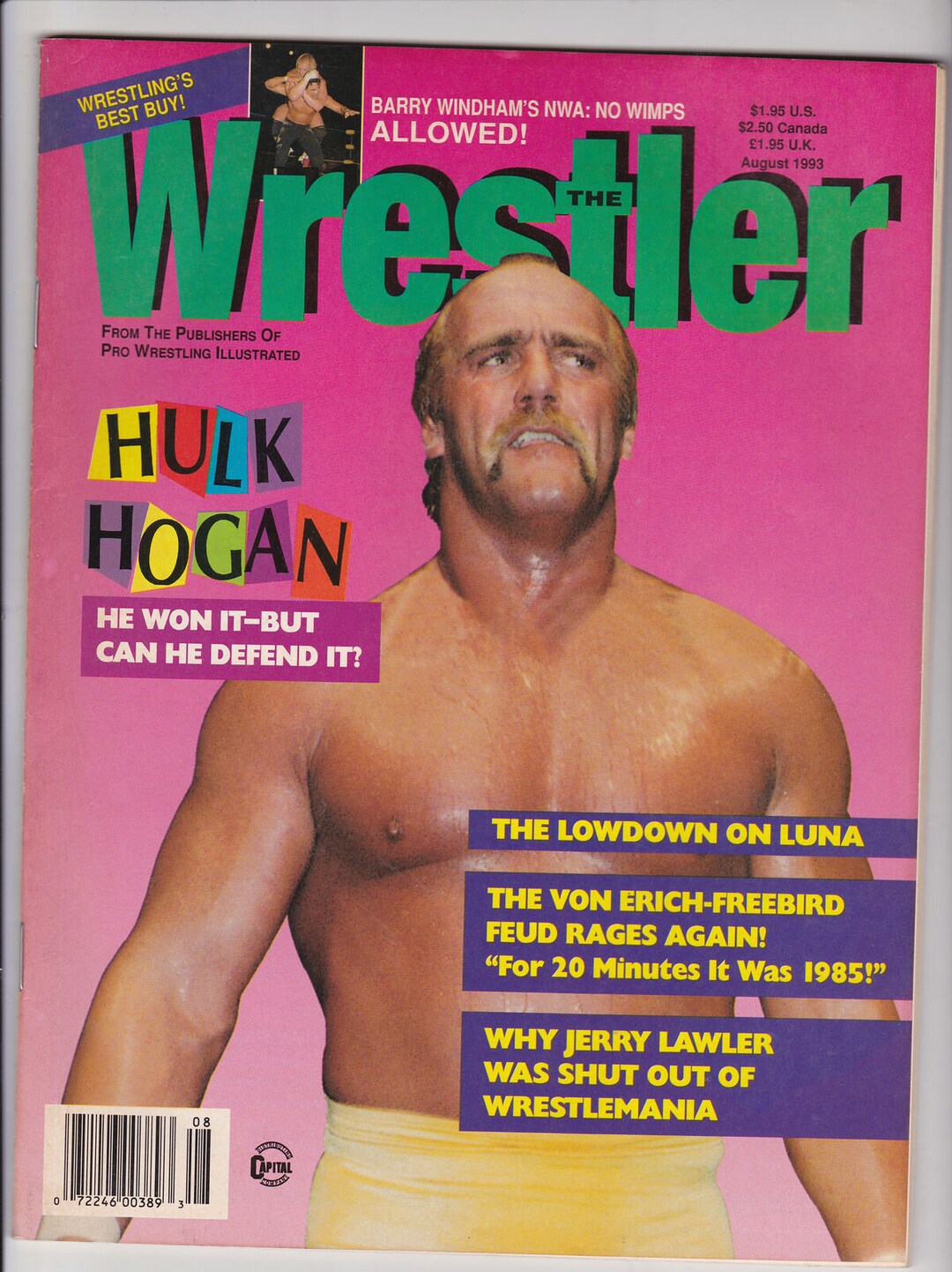 The Wrestler Magazine August 1993 Wrestling Hulk Hogan Von Erich Luna