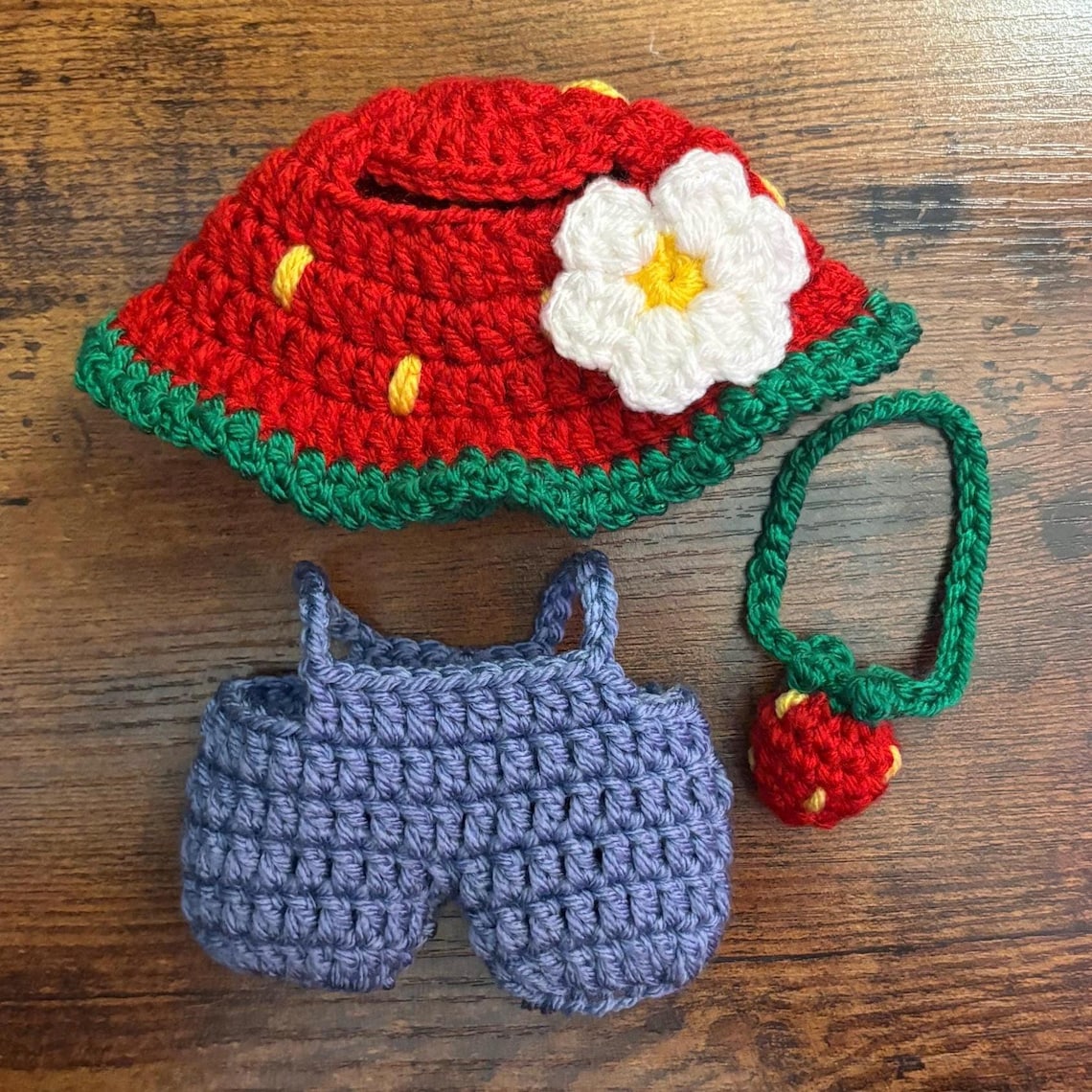Labub Strawberry Outfit Crochet Pattern | Hat and Overalls Set | Labub ...