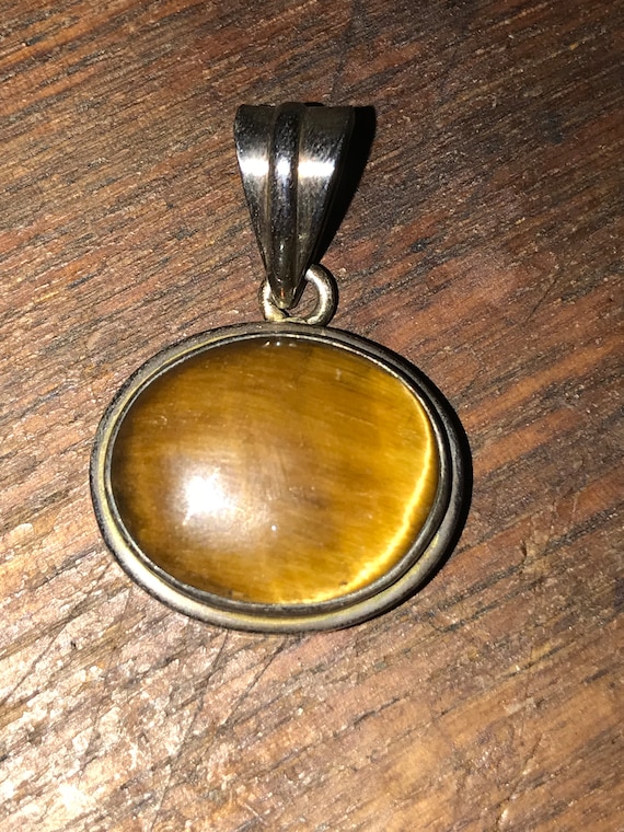 tigers eye silver pendant