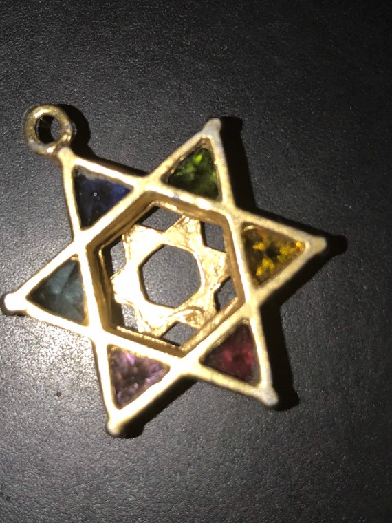Star of David Rainbow Gemstone Pendant Reiki Hebrew Gem
