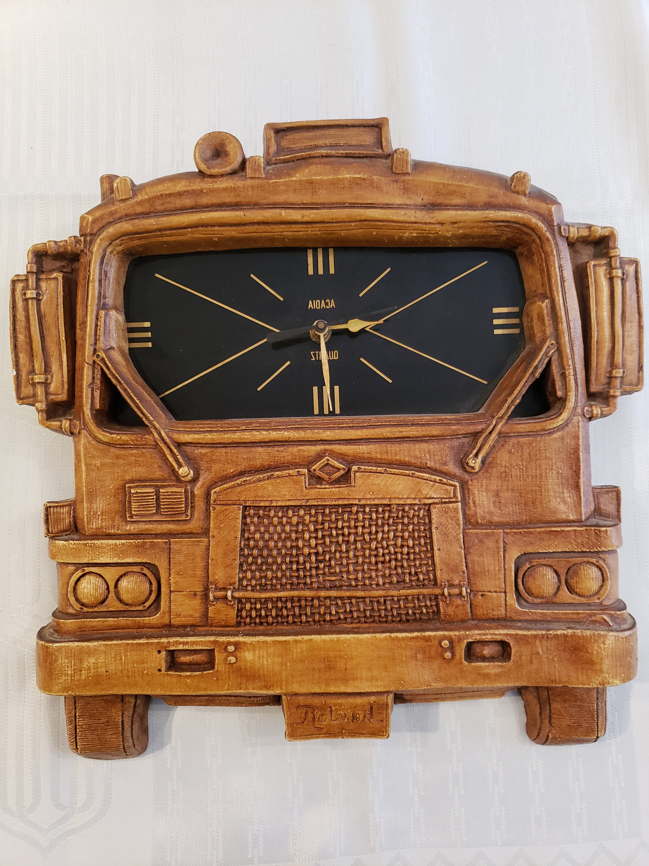 Vintage Hand Made Carved Wooden Truck Clock Canadian Folk Art Etsy