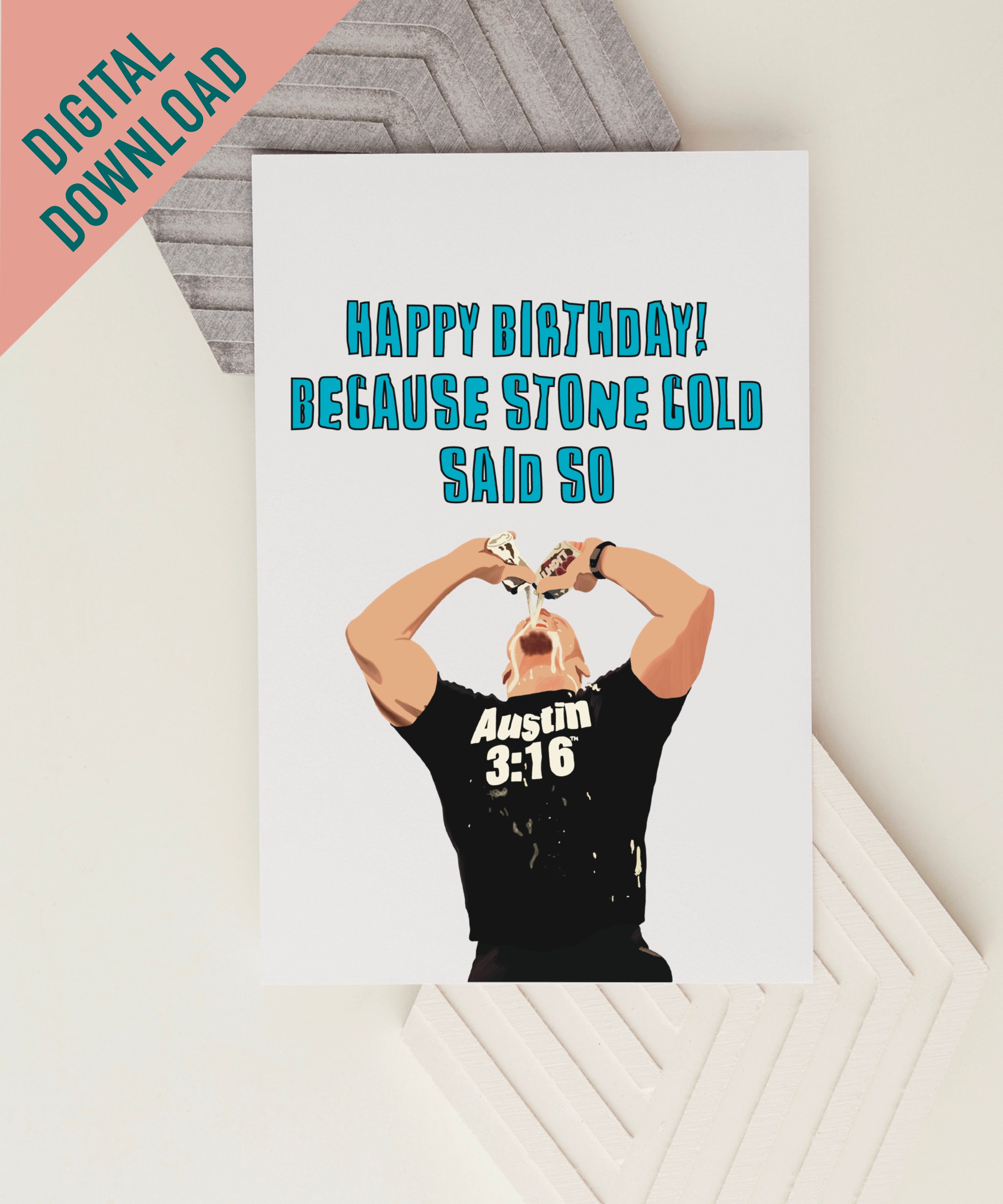 Digital Black Shirt Wrestler Birthday Card - Etsy
