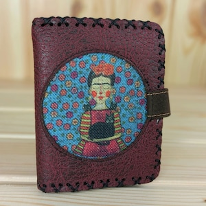 Cartera de mujer en piel sintética estampado mujer | Cartera de mujer hecha a mano, monedero vegano | aspecto vintage colorido | accesorios elegantes