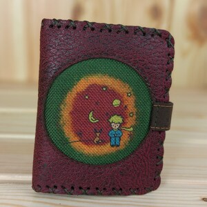 Portefeuille pour femme en simili cuir motif Le Petit Prince | Portefeuille végétalien fait à la main pour femmes | Look vintage | Cadeau unique