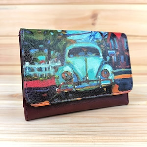Cartera con forma de escarabajo | Cartera unisex colorida de piel sintética | Cartera con estilo | Monedero bohemio | Idea de regalo