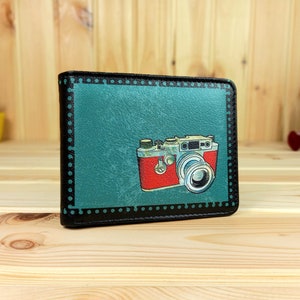 Cartera única para hombre hecha de piel sintética con divertidos patrones retro | práctica billetera para hombre | Cartera de diseño Slimwallet de cuero