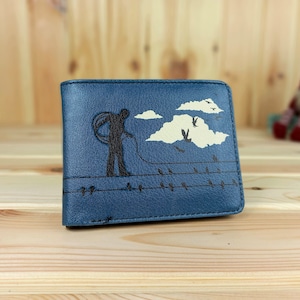 Cartera única para hombre de piel sintética con estampados expresivos | Cartera práctica para hombre | Cartera de diseño Slimwallet de cuero