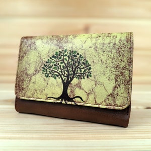 Cartera unisex de piel sintética | Diseño de árbol ingenioso | Cartera pequeña para mujer | Diseño con amor por la naturaleza | Cartera única