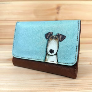 Cartera de piel sintética | Estampado de perro resistente a la presión | Cartera unisex azul | Cartera bohemia unisex | Idea de regalo ideal