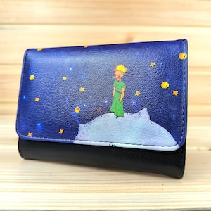 Unisex Vegan Wallet with The little Prince Pattern | Faux Leather | Colorful Unique Artistic Purse | Romantic Gift