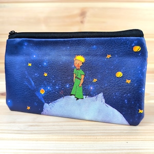 Neceser mujer | Bolsa organizadora vegana | Neceser de maquillaje de diseño retro Estampado El Principito | Cartera | Bolso pequeño