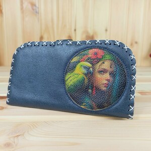 große Frauen Geldbörse | handgefertigter Vegan Brieftasche Piratin Muster | bunte Damen Portemonnaie 3 Farb-Variationen | Vintage Geldbeutel