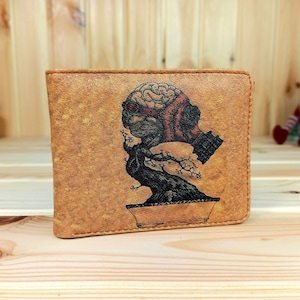 Cartera de hombre fabricada en piel sintética con un divertido diseño retro práctica billetera | Cartera de cuero de diseñador | Regalo de patrón genial para hombres.