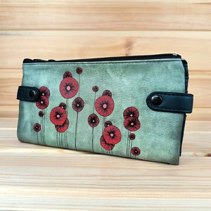 große Damen Geldbörse | blumige Brieftasche aus Kunstleder | stilvolle Brieftasche | mehzweck Portemonnaie | Geschenk Idee