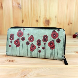 Ladies Faux Leather Wallet | Flowers Design | Abstract Art Purse | Unusual Wallet | Card Holder Boho Handbag