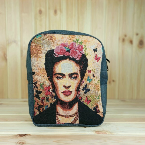 Rucksack | Vegan Frauen Rucksack | 100% Baumwolle College Bag | romantische Frida Muster | gewebte Designer Ranzen |Schule Universität