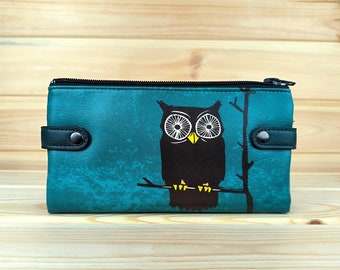 big purse | Faux leather wallet | women wallet | practical wallet | funny unique owl pattern | gift idea
