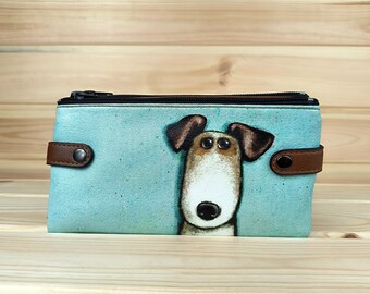 Large Women's Wallet | Faux Leather Wallet | Stylish Red Purse | Multi-purpose Wallet | Unique Funny Dog Pattern | Gift Idea