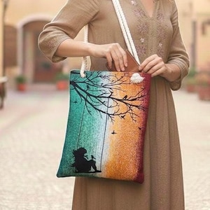 Gothic Romance Tote Bag | Handmade Tapestry Shopper | Fantasycore Large Tote Bag | Poetic Design | Limited Edition image 1