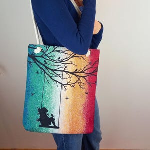 Gothic Romance Tote Bag | Handmade Tapestry Shopper | Fantasycore Large Tote Bag | Poetic Design | Limited Edition image 3