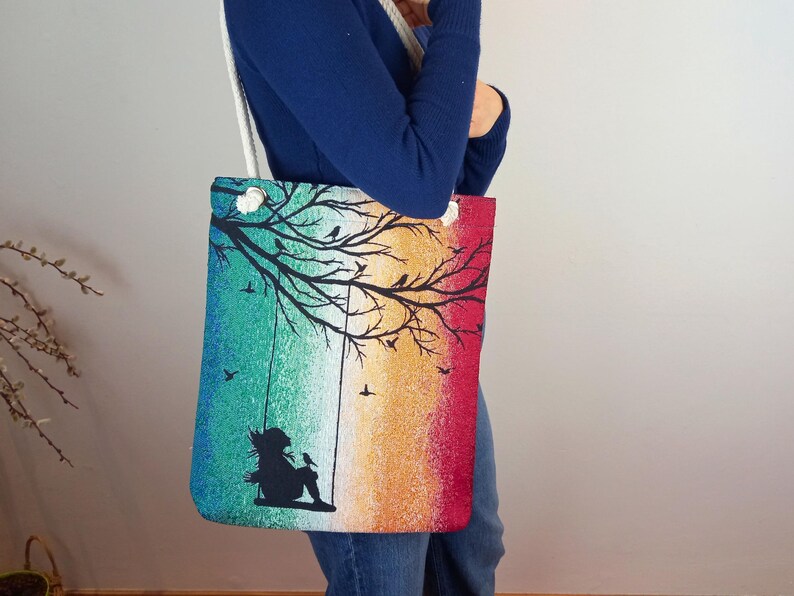 Gothic Romance Tote Bag | Handmade Tapestry Shopper | Fantasycore Large Tote Bag | Poetic Design | Limited Edition image 3