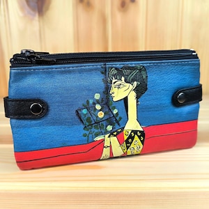 Cartera vegana grande con compartimento para smartphone | 12 ranuras para tarjetas + 4 bolsillos secretos | Cierre Zip&Click | Cartera multiusos para mujer