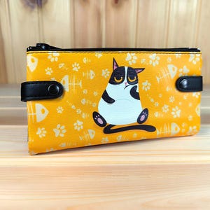 Cartera grande para mujer | Cartera de piel sintética | bolso elegante | billetera multiusos | Lindo patrón único de gato
