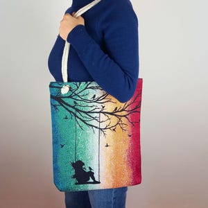 Gothic Romance Tote Bag | Handmade Tapestry Shopper | Fantasycore Large Tote Bag | Poetic Design | Limited Edition image 9