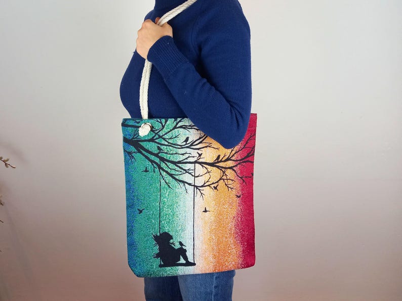 Gothic Romance Tote Bag | Handmade Tapestry Shopper | Fantasycore Large Tote Bag | Poetic Design | Limited Edition image 9