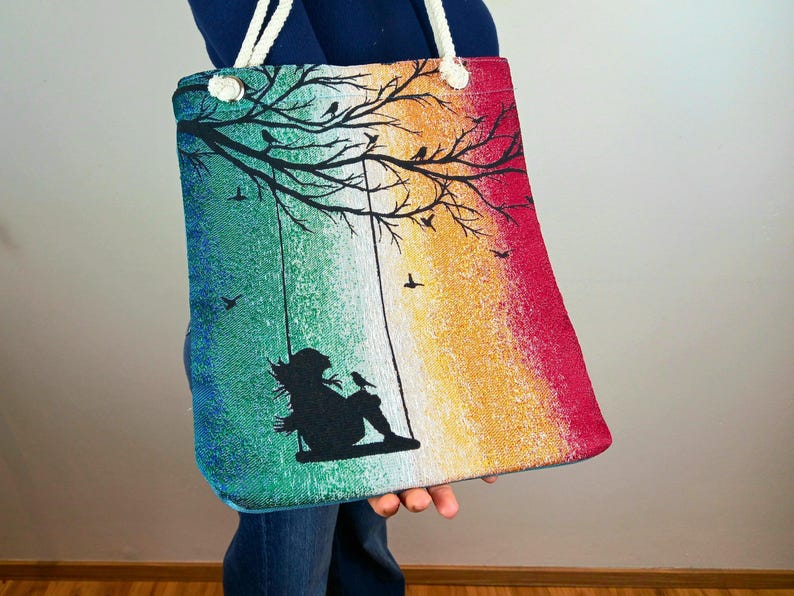 Gothic Romance Tote Bag | Handmade Tapestry Shopper | Fantasycore Large Tote Bag | Poetic Design | Limited Edition image 10