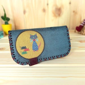 Large Ladies Wallet Made of Artificial Leather | Handmade Women's Wallet Vegan Purse | Artistic Vintage Look | Funny Coin Purse Card Holder