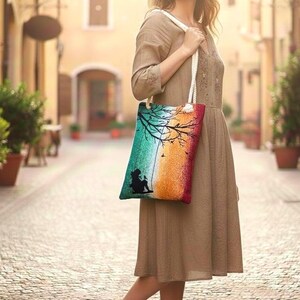 Gothic Romance Tote Bag | Handmade Tapestry Shopper | Fantasycore Large Tote Bag | Poetic Design | Limited Edition image 13