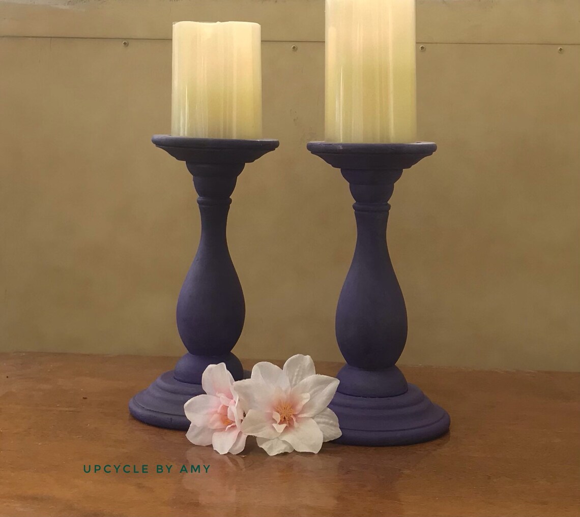 Deep Purple Candle Holders. Boho candle holders. Dark and Etsy