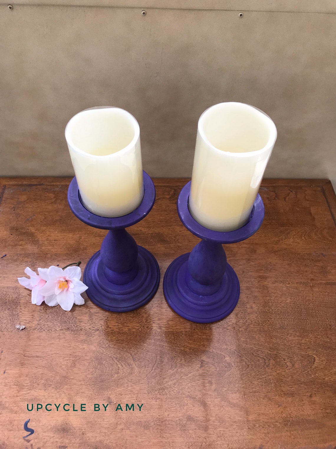 Deep Purple Candle Holders. Boho candle holders. Dark and Etsy