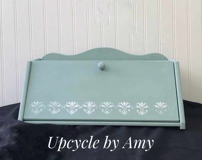 Bread Box. Vintage Bread Box. Green and White Kitchen Storage Box. Etsy