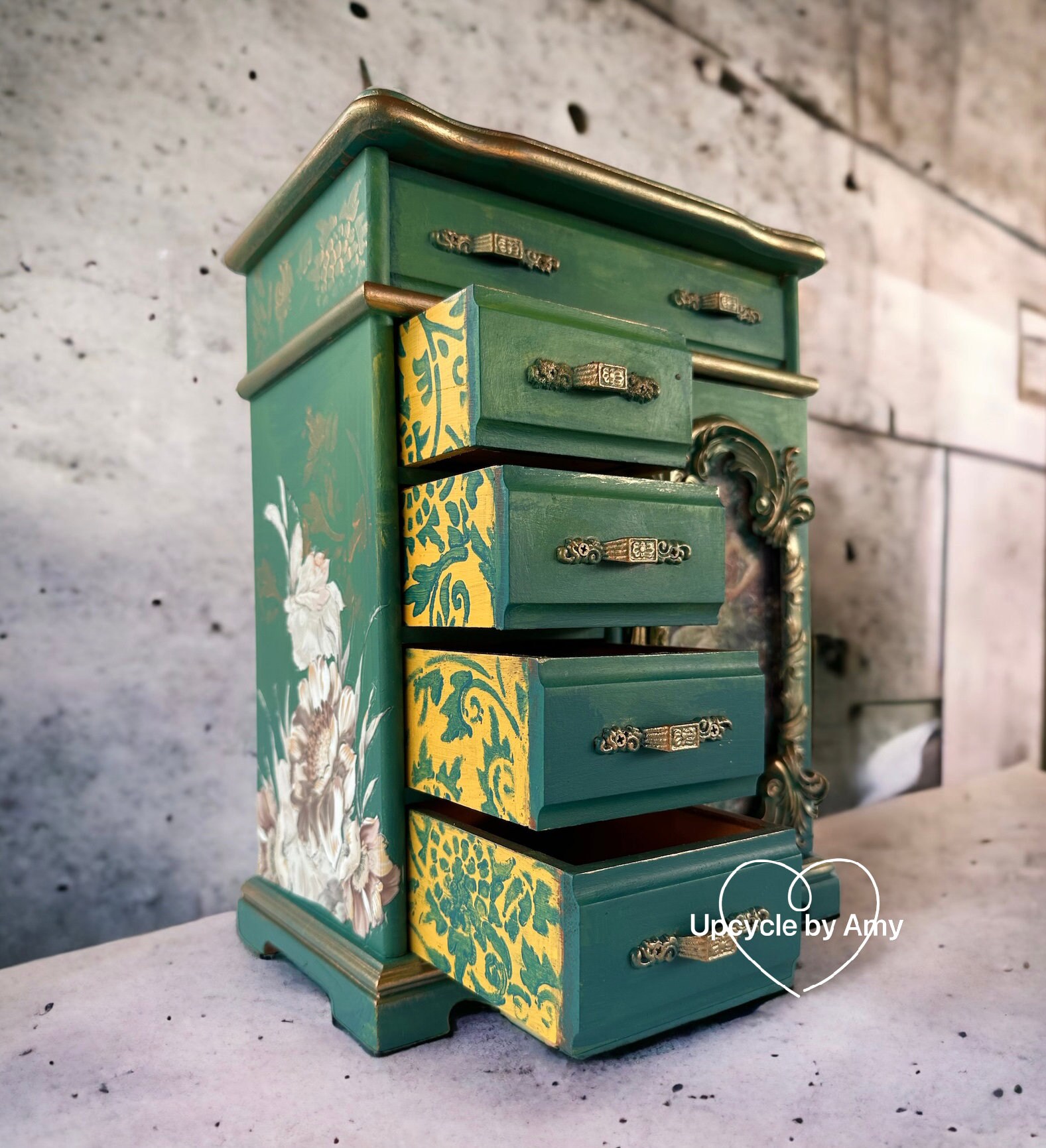 Jewelry Armoire. Green Goddess Tabletop Jewelry Box. Boho Etsy