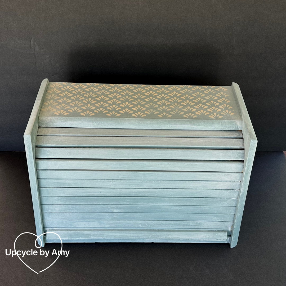Bread Box. Vintage Bread Box. Blue and Tan Distressed Kitchen Etsy